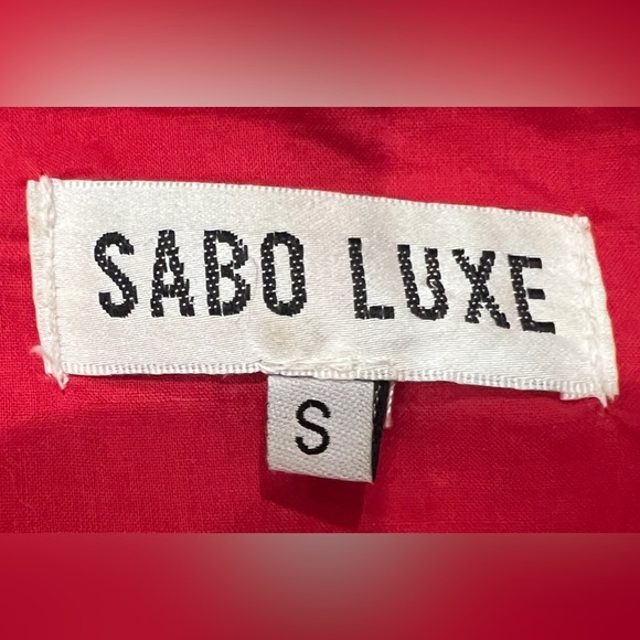 Sabo Luxe size Small Red V neck dress with ruffled sleeves and skirt hem - Picture 6 of 9